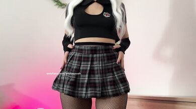 Cheerleader College Girl Try On Haul Fishnet Stocking Upskirt No Panties Bending Over Close Up Ass Pussy Close Up White Crush