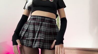 Cheerleader College Girl Try On Haul Fishnet Stocking Upskirt No Panties Bending Over Close Up Ass Pussy Close Up White Crush