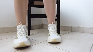 Verified Amateur Solo Female Destroyed Gushing White Ped Socks And Sneakers Feet Foot Fetish Exclusive HD Porn