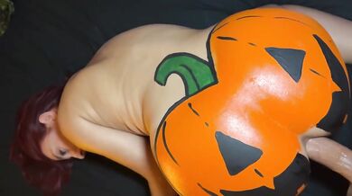 Halloween Pumpkin Big Ass Anal Creampie Destroyed Gushing