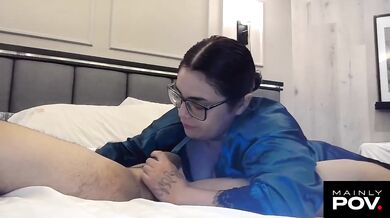 Hanna Xen Holds Balls While Sucking Dick Deepthroat Blowjob Ball Sucking