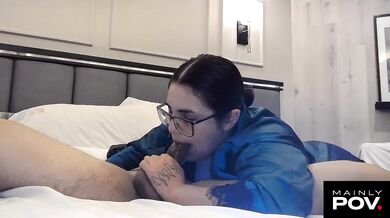 Hanna Xen Holds Balls While Sucking Dick Deepthroat Blowjob Ball Sucking
