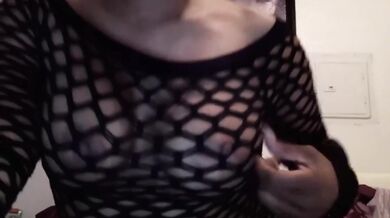 Lick Her Up XXX Asian Girl Explodes With Hard Squirt In Black Stockings Fishnet Bodysuit Solo Masturbation