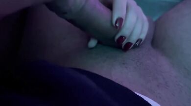 POV blowjob cum in mouth destroyed gushing cumshot on sofa