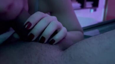 POV blowjob cum in mouth destroyed gushing cumshot on sofa