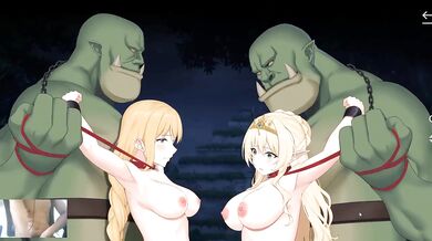Cute Blondie Destroyed By Two Huge Orcs Creampie Rough Ahegao