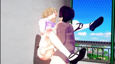 Hentai College Babe Destroyed on Rooftop Gushing Cum Inside