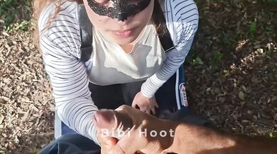 Outdoor Blonde Begging for Cum in Her Mouth at Work