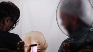 Wife getting naked in front of husband and his friend