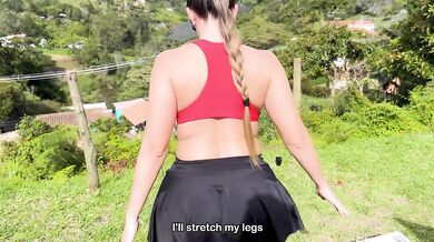 I fuck my neighbor in her car outdoors and she cums inside me