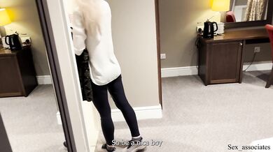 Stepmom's first-time double penetration in a toilet of a hotel shared room with her stepson