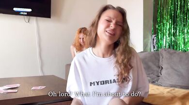 POV: Stepsister’s friend lost her mouth in cards. Cum in her mouth