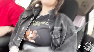 Hot goth sucks my cock so good on a road trip that I nut twice!