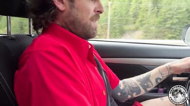 Hot goth sucks my cock so good on a road trip that I nut twice!