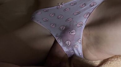 Sexy pussy rubbing and sexy cum on roommate's kinky panties