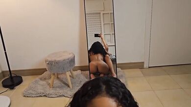 Young Ebony Slut Gives Sloppy Blowjob Cum in Mouth POV Exclusive