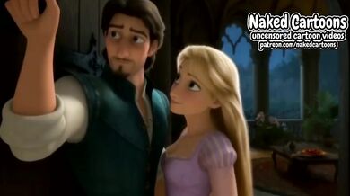 AI cartoon Flynn destroys Rapunzel with deep throat and belly licking
