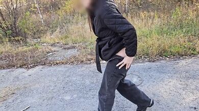 Exhibitionist Russian Wife Destroyed By Autumn Walk Flashing Nude In Forest Public Shower