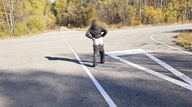 Exhibitionist Russian Wife Destroyed By Autumn Walk Flashing Nude In Forest Public Shower