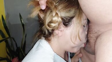 Blonde Schoolgirl Destroyed Her Professor with Deep Throat Cumshot