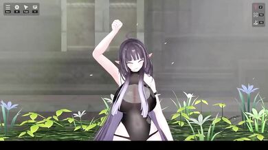 MMD Hentai Elf Vtuber Earthquake Strip Dance Until Naked