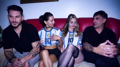 Argentina Match Destroyed Us With Double Blowjobs And Foursome Cum Kiss