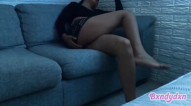Shy Latina Girl Alone On Sofa Destroyed By POV Miniskirt Hot