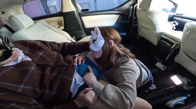 Creampie car sex with married Japanese MILF affair partner