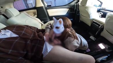 Creampie car sex with married Japanese MILF affair partner