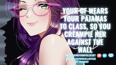 Cute Girlfriend Wears Pajamas Gets Creampied Against Wall Audio Porn