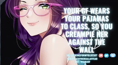 Cute Girlfriend Wears Pajamas Gets Creampied Against Wall Audio Porn