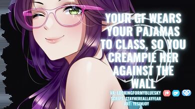 Cute Girlfriend Wears Pajamas Gets Creampied Against Wall Audio Porn