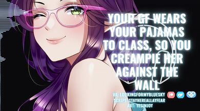 Cute Girlfriend Wears Pajamas Gets Creampied Against Wall Audio Porn