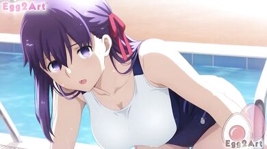Sakura Matou big tits swimsuit blow job destroyed gushing choked uncensored fate stay night hentai egg2art