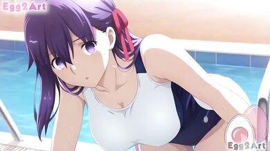 Sakura Matou big tits swimsuit blow job destroyed gushing choked uncensored fate stay night hentai egg2art
