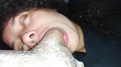 Premiere POV Ebony Sloppy Blowjob Gagging Deeper Throat Swallow Massive Creampie