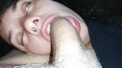Premiere POV Ebony Sloppy Blowjob Gagging Deeper Throat Swallow Massive Creampie