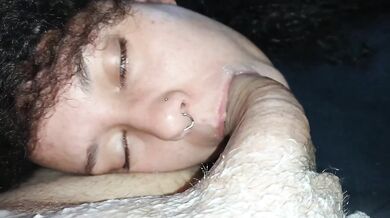Premiere POV Ebony Sloppy Blowjob Gagging Deeper Throat Swallow Massive Creampie