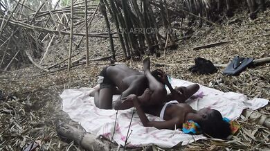 Skinny Black Amateur Destroyed By Big Cock At Forest Camp