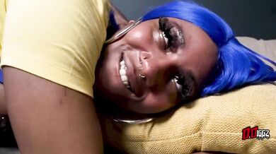 Ebony Baddie Peach Fuzz Bounces Big Ass On BBC Doggy Style Gagging Blowjob Creaming