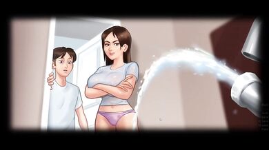 Stepsister Shows Her Big Tits And Gives Him Her Wet T-shirt To Wash Hentai Game