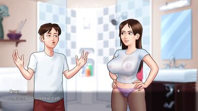Stepsister Shows Her Big Tits And Gives Him Her Wet T-shirt To Wash Hentai Game