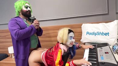 Joker Harley Quinn Cosplay Parody Destroyed Gushing Fetish Fun Sex Music