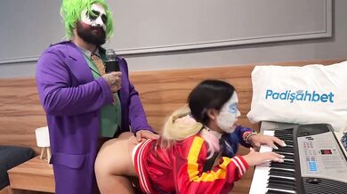 Joker Harley Quinn Cosplay Parody Destroyed Gushing Fetish Fun Sex Music