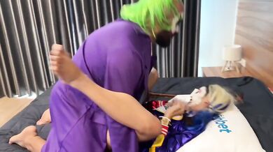 Joker Harley Quinn Cosplay Parody Destroyed Gushing Fetish Fun Sex Music