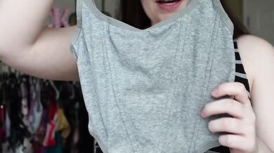 Crop Top Try On Haul Destroyed By Big Tits OnlyFans Amateur Brunette Gushing Natural HD Solo Verified