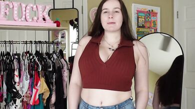 Crop Top Try On Haul Destroyed By Big Tits OnlyFans Amateur Brunette Gushing Natural HD Solo Verified