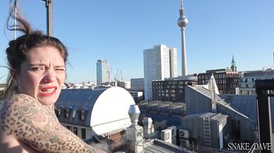 German Amateur Brunette Pierced Tattoo Girl Deepthroat Blowjob Outdoors Cumshot