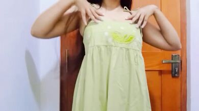 Sri Lankan Amateur Babe Teases Big Natural Tits in Beige Bra POV Homemade Reality