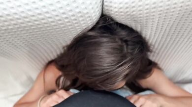 Sloppy Deepthroat Gagging Blowjob on Sofa Stepsister POV Cumshot